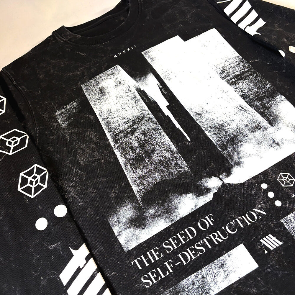 Seed Of Destruction Crewneck - Washed Black