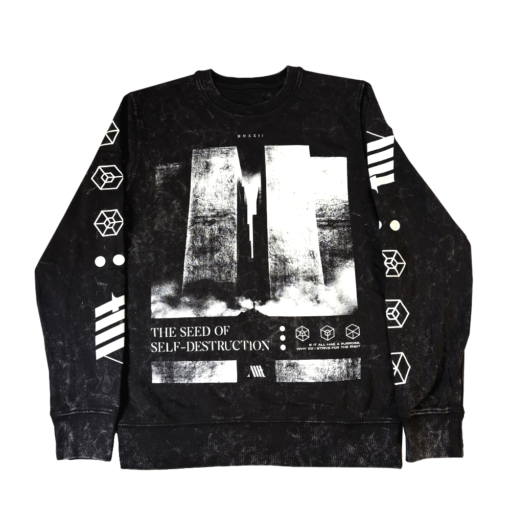 Seed Of Destruction Crewneck - Washed Black