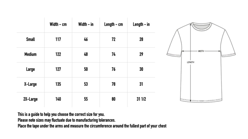 Size chart for From The New World Tee - Black