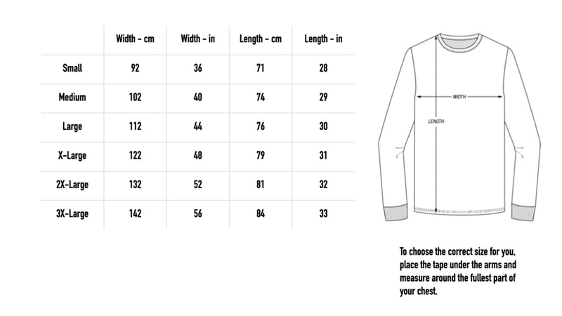 Size chart for From The New World Longsleeve - Black